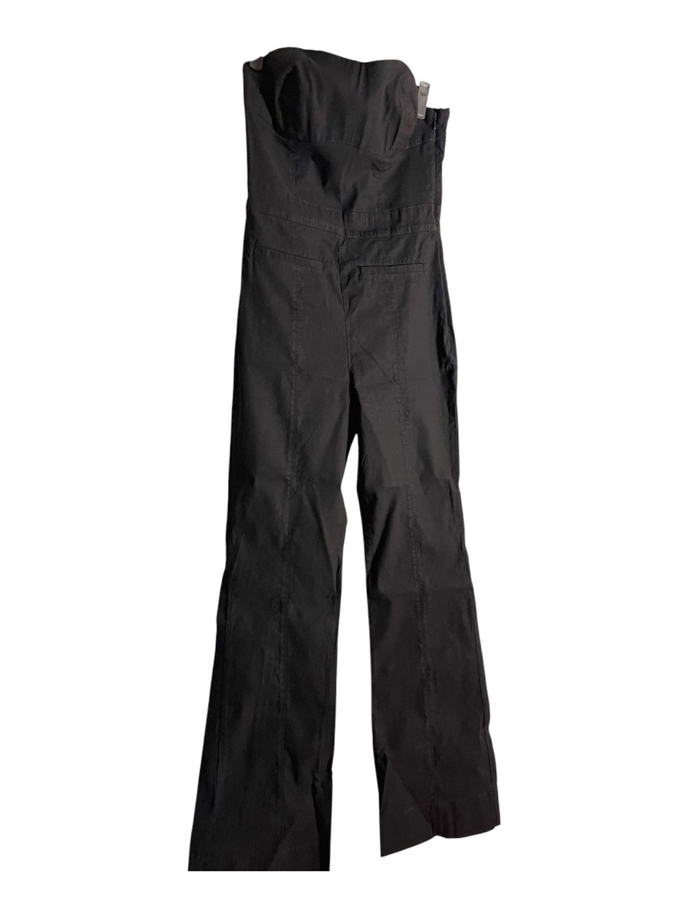 Maeve by Anthropologie Strapless Wide Leg Jumpsuit Black Linen Blend Size 8